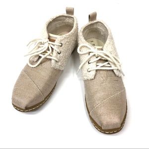 Toms Faux Fur Lace Up Loafers Slip on Shoes 9